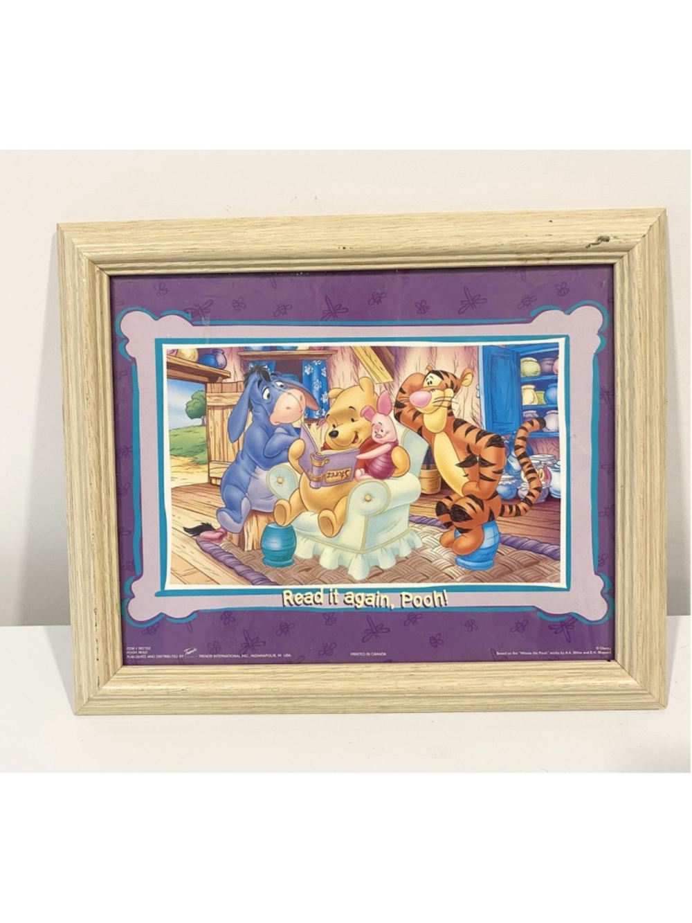 Vintage Disney Winnie the Pooh Read It Again Pooh Framed Print